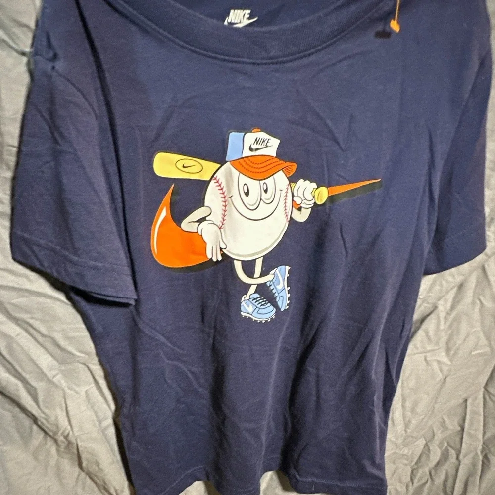 Nike The Nike Tee Blue Baseball Graphic Print Crew Neck T-Shirt Teens L (7) NWOT